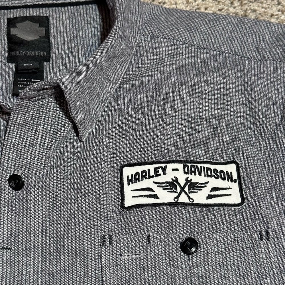 Harley-Davidson Black Label Pinstripe Mechanic Style Shirt- 2XL - Picture 4 of 8